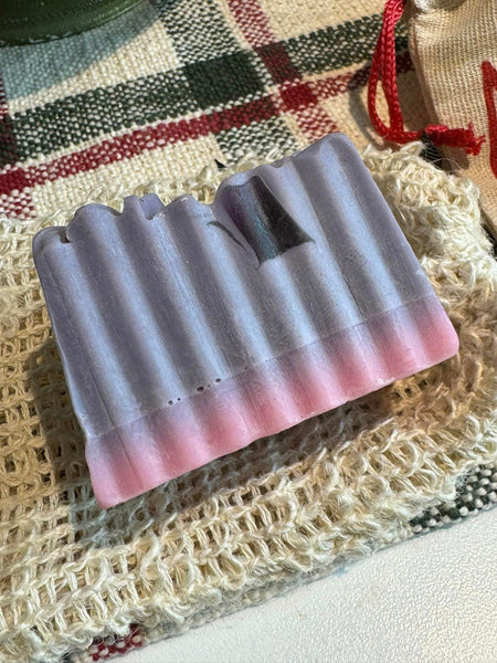 Grape and Grapefruit Soap. Tucked into a sisal bag for easy exfoliating.